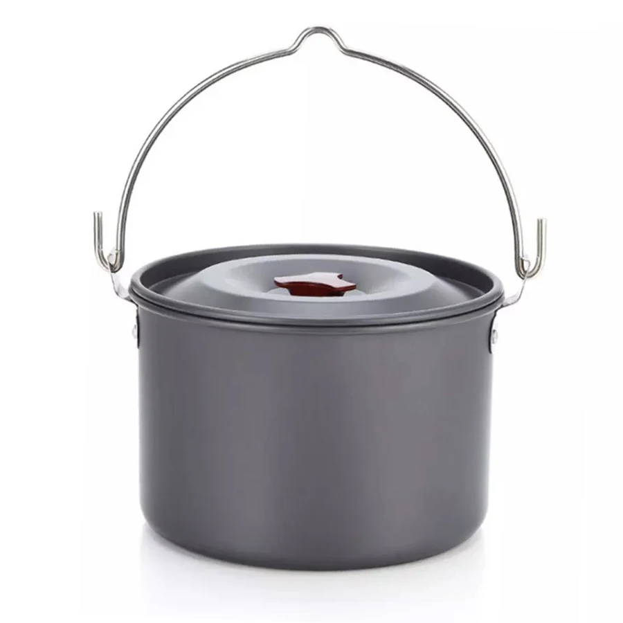 4L Kitchen Aluminum Alloy Cookware Tableware Outdoor Picnic Cooking Tourism Fishing Soup Pot Camping Hanging Single Pot