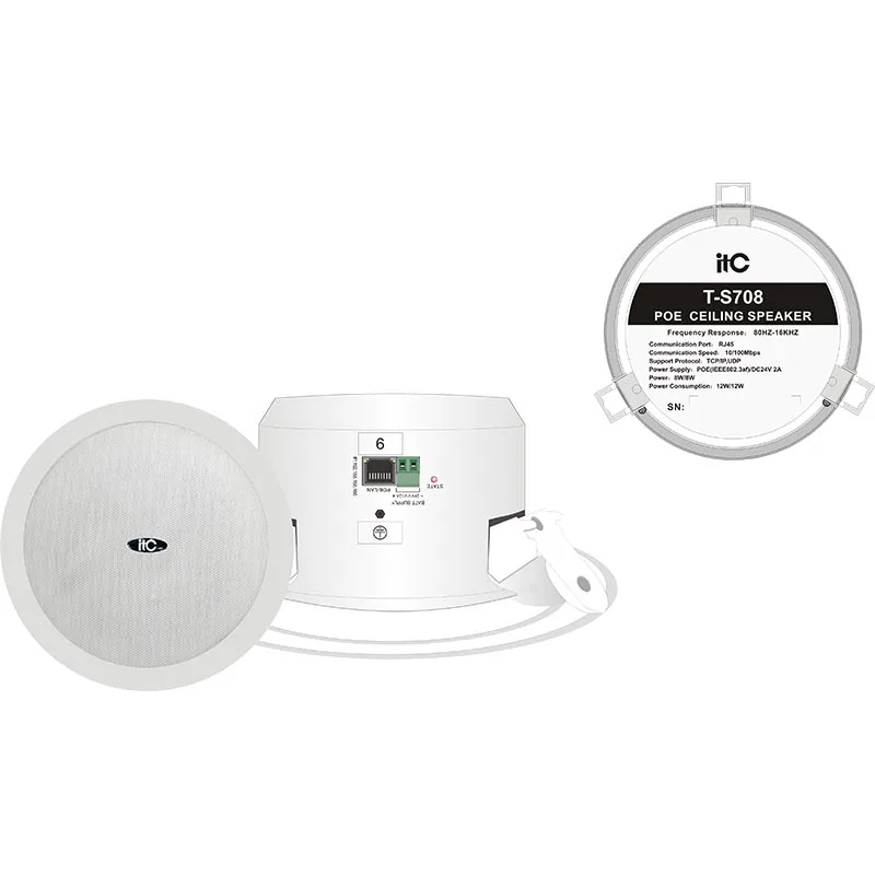 Сетевая аудиосистема ITC lP и система внутренней связи (серия T-7700) IP TCP сетевая POE потолочный динамик