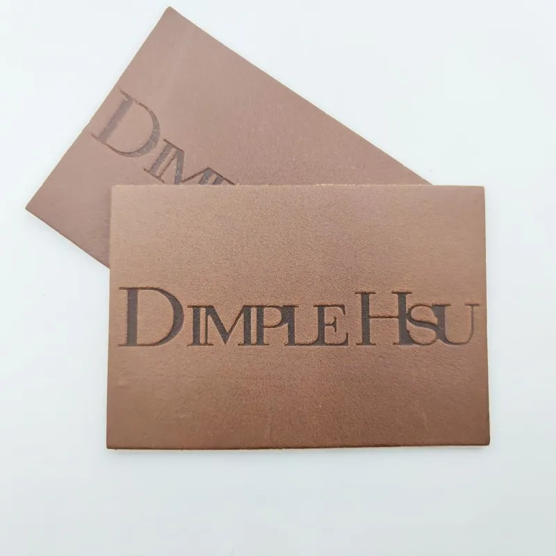 Jeans Clothing Labels Wholesale Custom Gold Foil Logo Debossed PU Leather Patches for Hats