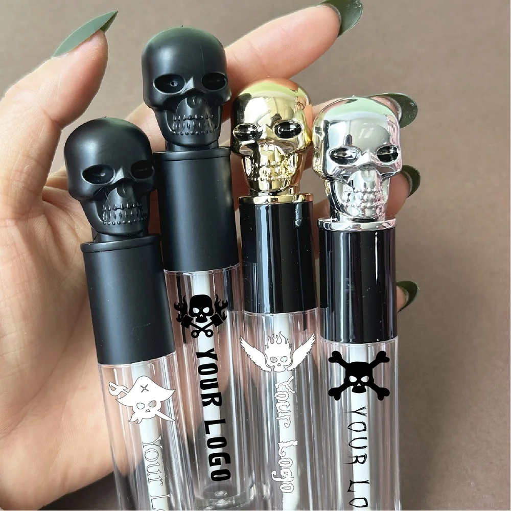 Halloween Makeup Containers Cosmetics Packaging Empty Skull Lipgloss Tubes Private Label 6ml Lip Gloss Tube for Halloween