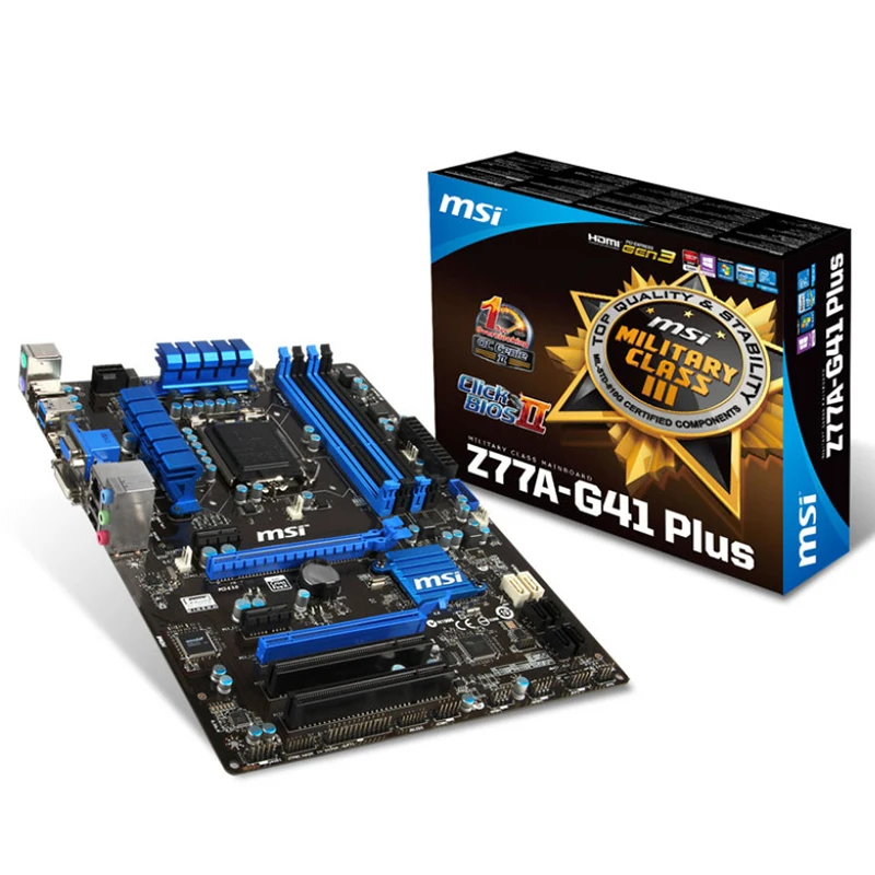 MSI Z77A-G41 Plus б/у материнская плата с чипсетом Intel Z77 поддерживает процессоры Intel Core i7 / i5/i3/i3