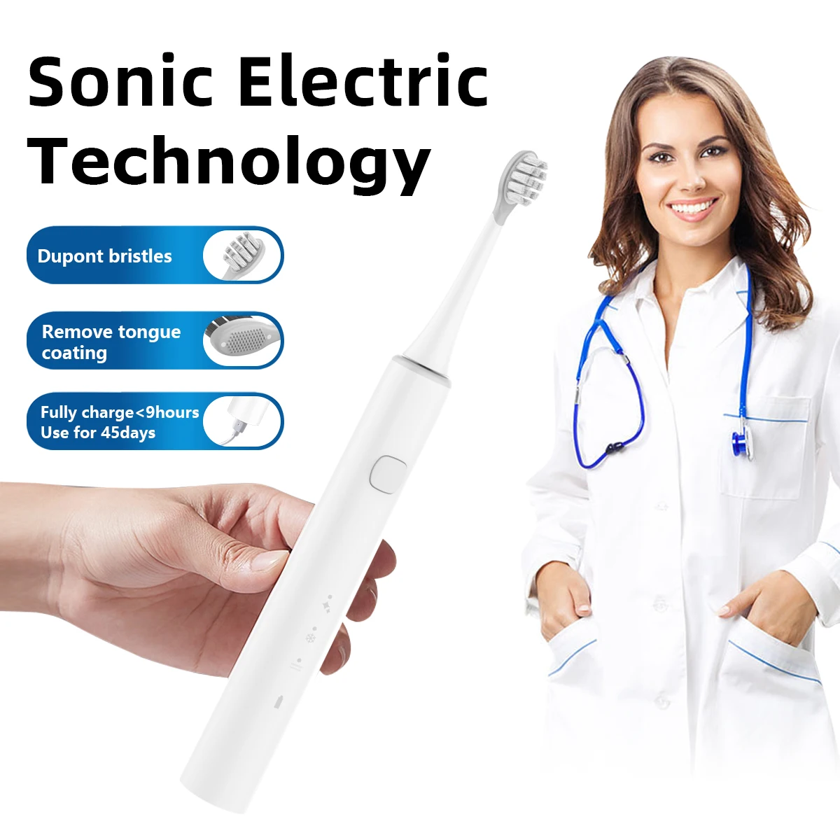 comfortable deep teeth cleaning mini brush head protect gums electric sonic toothbrush