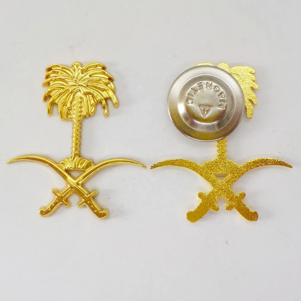 Ready stock  3D logo gold plated metal palm tree saudi arabia pin fast shipping
