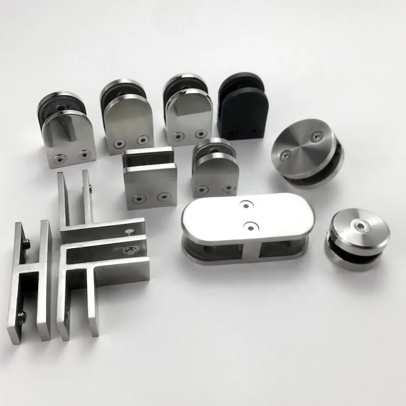 Round Square Silver Stainless Steel Clamp Bracket Supports Glass Clamps 6-12mm Thick