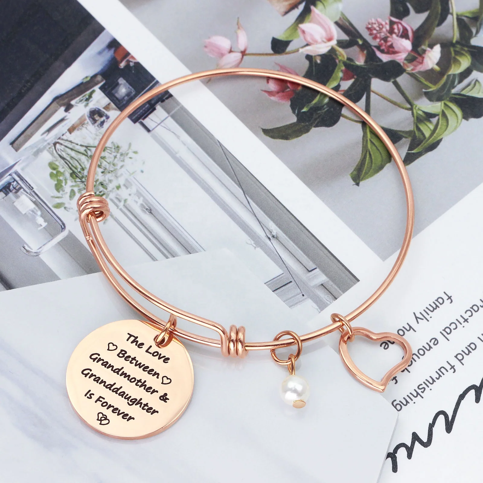 Wholesale Stainless Steel Expandable telescoping Bangle With Round plate Charm engrave Bracelet Jewelry