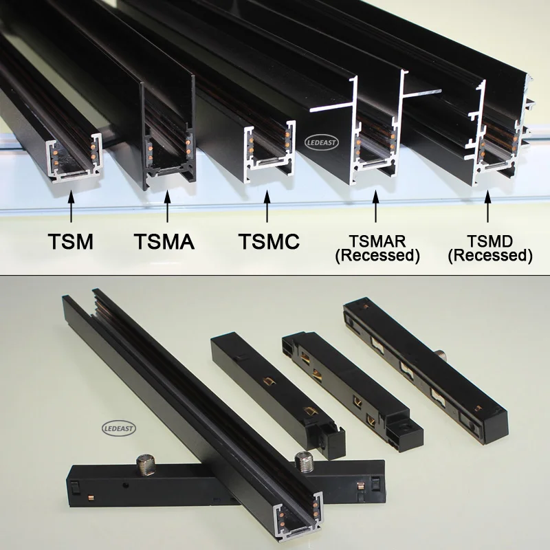 LEDEAST TSM-IC2 Aluminum Profile 48V Low Voltage Track Light Rail Copper Conductor For Magnetic Track Rail