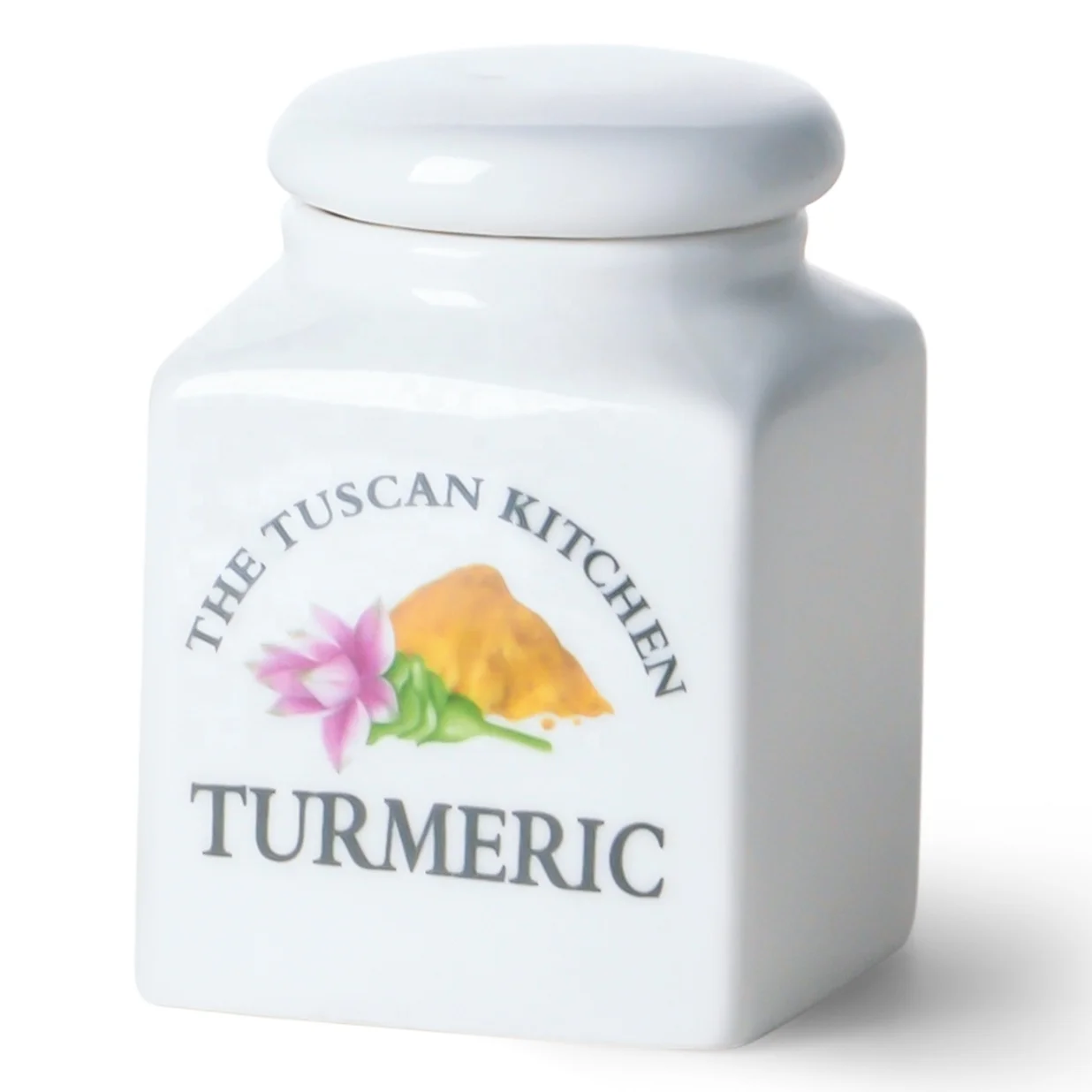 Modern Home Factory Direct Porcelain Ceramic Spice Containers Covered Turmeric for Pine Nut, Black Pepper