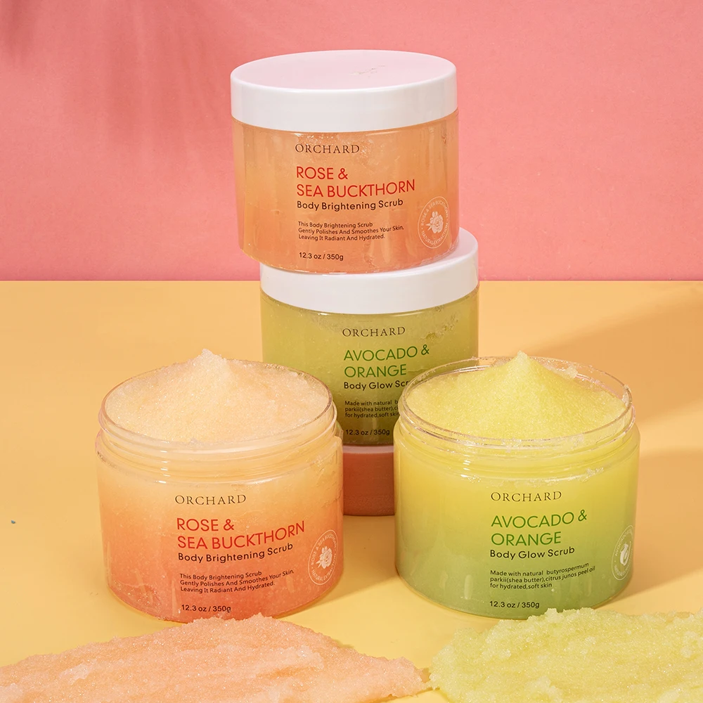 Oem Private Label Organic Sea Plants Smoothing Brightening Himalayan Salt Exfoliator Bodyscrub Body Scrub For Sensitive Skin