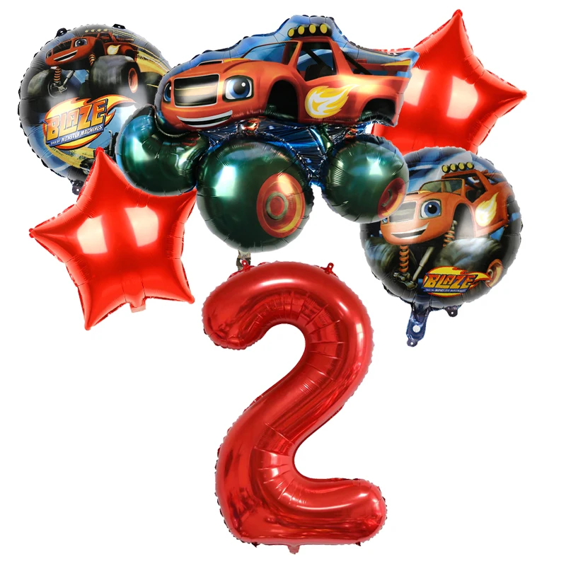 5 pcs/bag New Design BLAZE Car Sets SUV Shaped Foil Balloon play game Happy Birthday Party Decoration balloons supplies