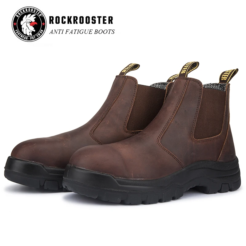 
ROCKROOSTER Dielectric Boots Mens Work Boots Crazy Horse Genuine Leather Shoes Outdoor Casual Shoes Chelsea Ankle Boots AK224 