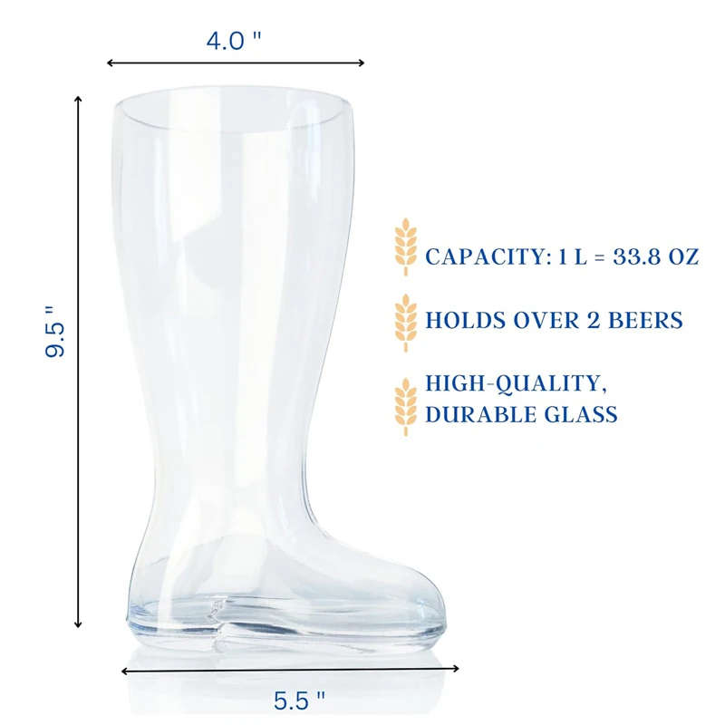 Factory Custom Glass Beer Boot Shaped Beer Glass Mug High quality Boot beer glasses