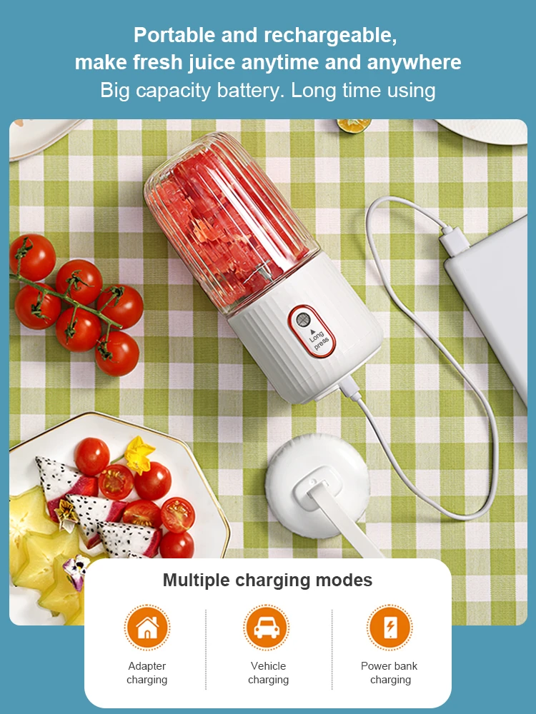 Portable USB Rechargeable Juice Blender Wireless Fruit Extractor Travel Juice Maker Mini Portable Blender Cup