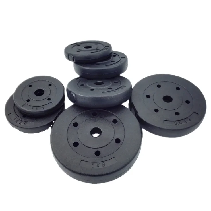 2021 Home Gym Training Plastic Coated Barbell Weight Lifting Cement Weight Plates Equipment