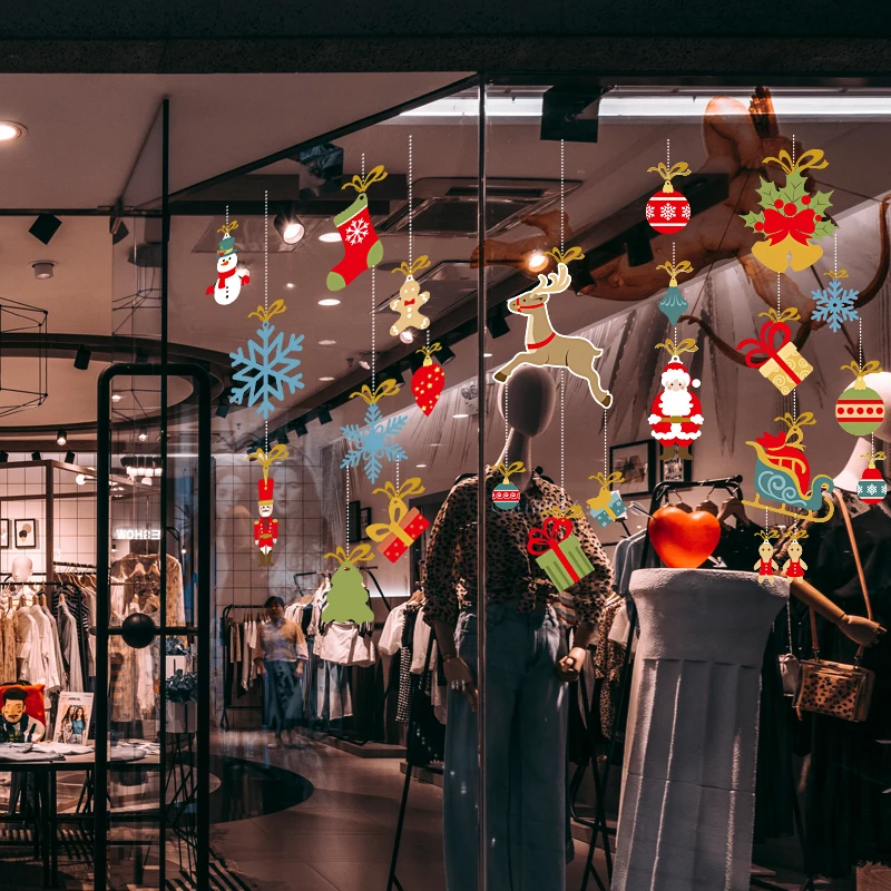 home wall decoration adhesive window christmas gel stickers