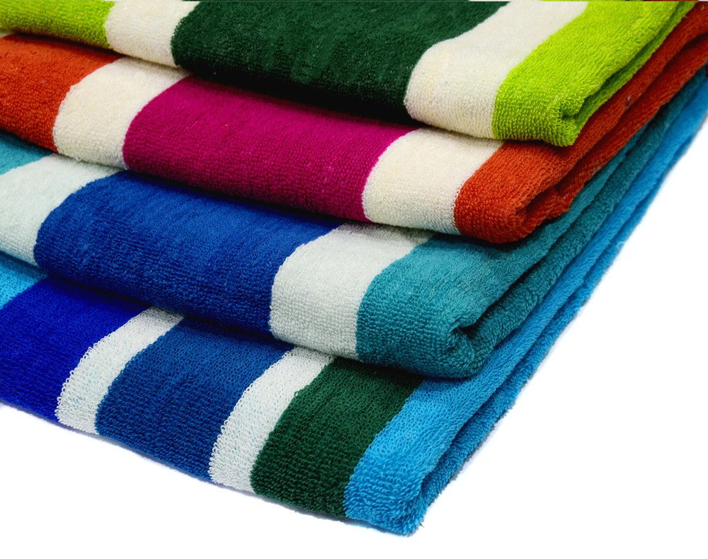 100% Cotton Velour Striped Beach & Pool Towel Super Absorbent, 1 PC Pack 70 x 140 Cm / 350 Grams