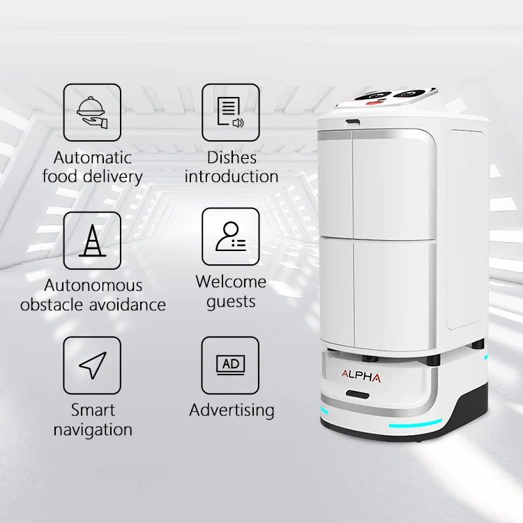 Smart Shopping Robot Trolley Cart Used in Shopping Mall and Supermarket with Double Door and Auto Charge