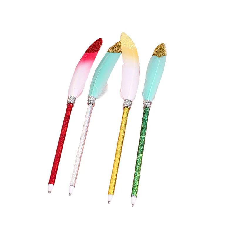 Elegant Colorful Feather Neutral Pen Black Feather Stationery Signature Pen