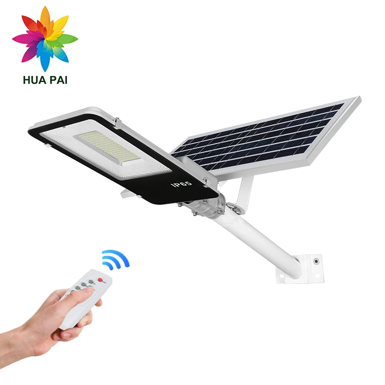 HUAPAI Remote control Ip65 waterproof outdoor SMD aluminum 100W led solar street light