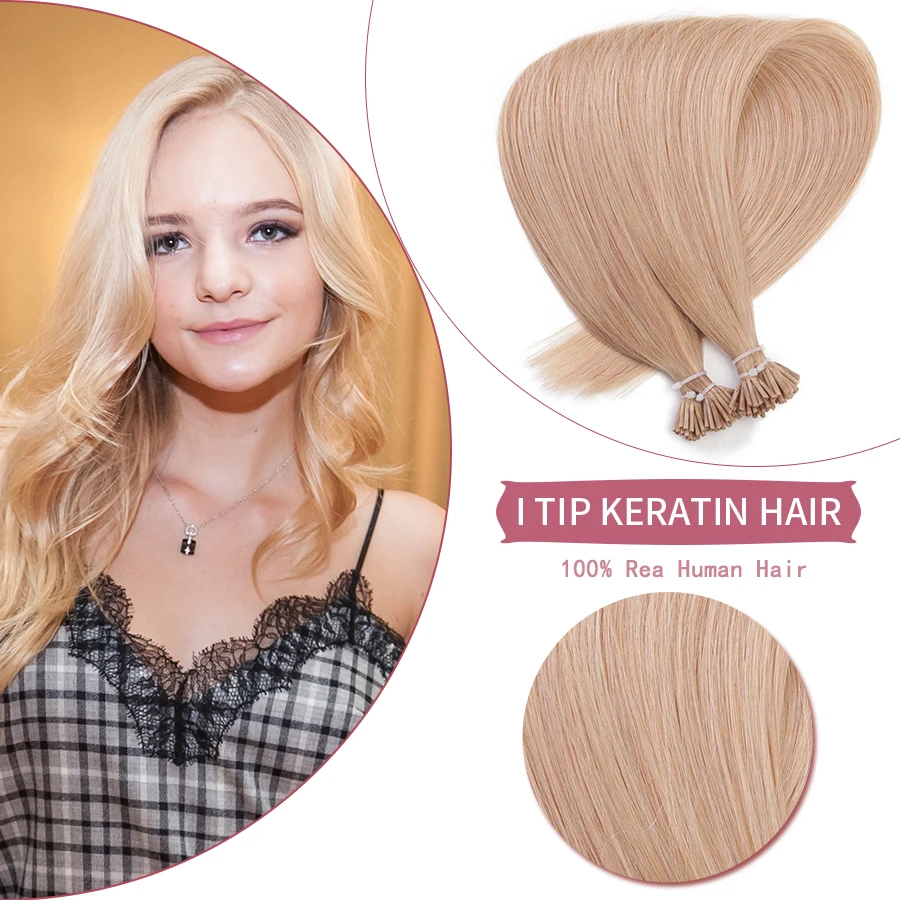 Neitsi I Tip Hair Extension 100% remy Human Hair Indian Straight Keratin Capsules atural Brown and Blonde Color hair extension