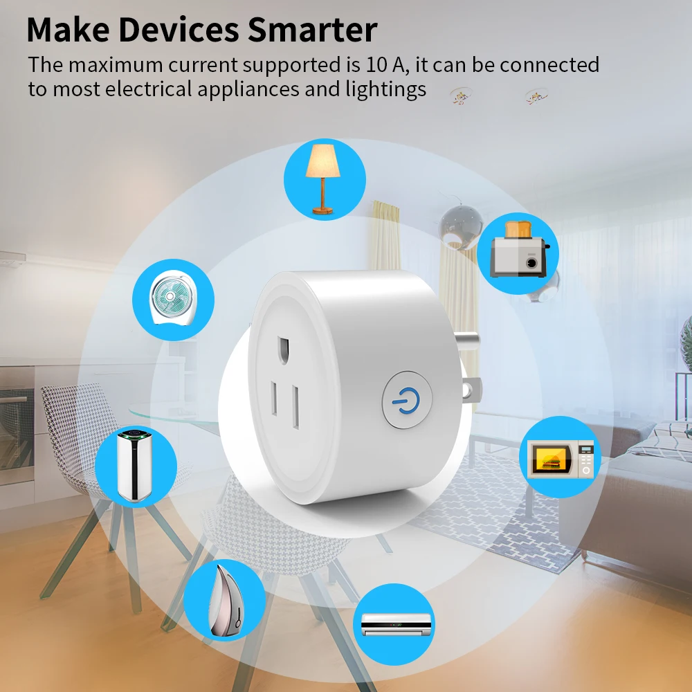 US  Tuya Wifi  smart power plug APP control home use intelligent socket Smart Plug For Google Home Alexa