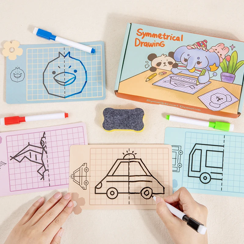 2024 kids erasable symmetrical drawing book pen control training notebook for toddlers logical thinking training educational toy