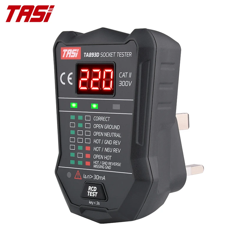 Тестер напряжения TASI TA893D 175 В ~ 250 тестер RCD GFCI британская вилка настенной