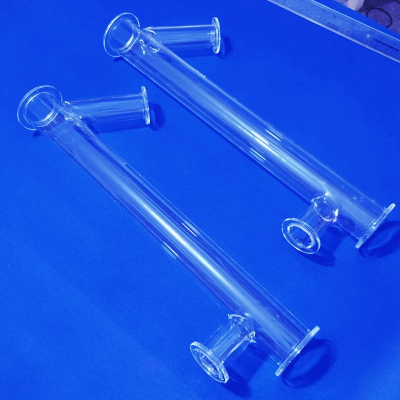High Temperature Resistant Tube Large Diameter Quartz Glass Tube Vacuum Quartz Tube flanged