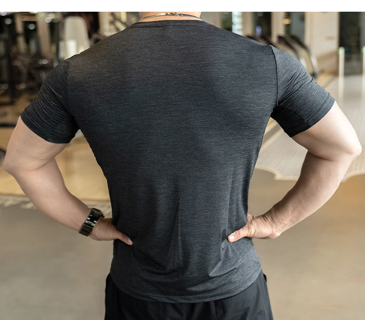 Activewear Men Workout Shirts Nylon Quick Dry Moisture Wicking Tee Gym Athletic  Fitness Shirts
