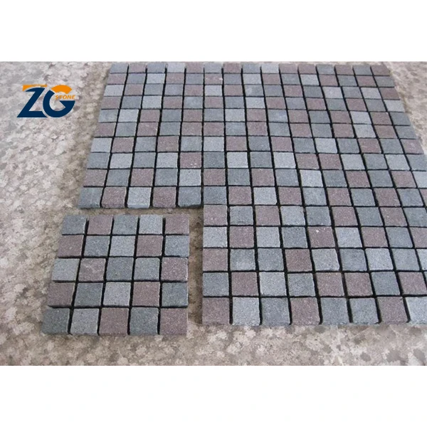 ZGSTONE Natural Granite Paving Stone Block Custom Mesh Cobblestone Design Different Granite Mixed Driveway Pavers Outdoor Stone