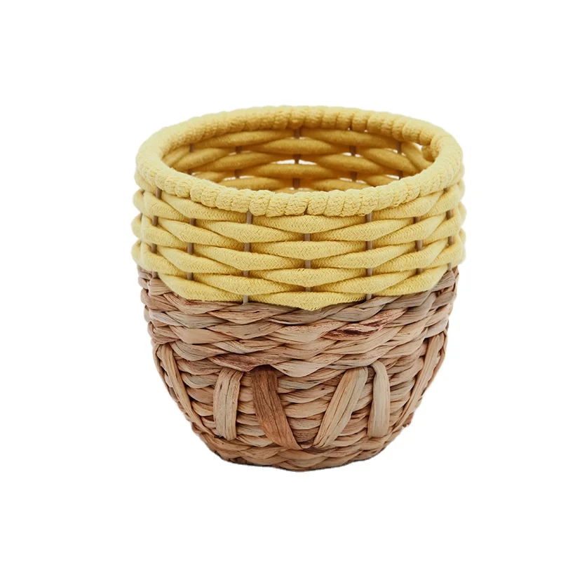 Manufacturer From China Handmade Cotton And Water hyacinth grass Storage Baskets