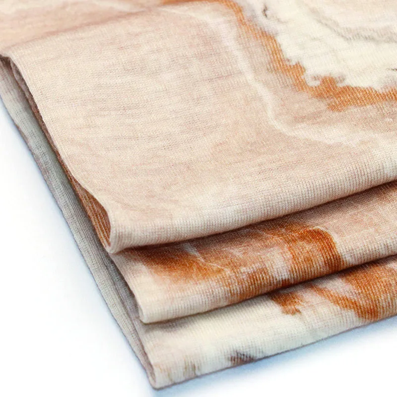 Custom Knitted Digital Printing 215g/m 30% Silk 70% Merino Wool Blend Rib Fabric For Shawl