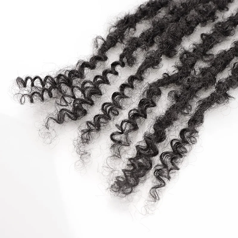 Jiffy Hair flexible easy to dye hot selling products 2024 natural human hair butterfly locs with curly ends