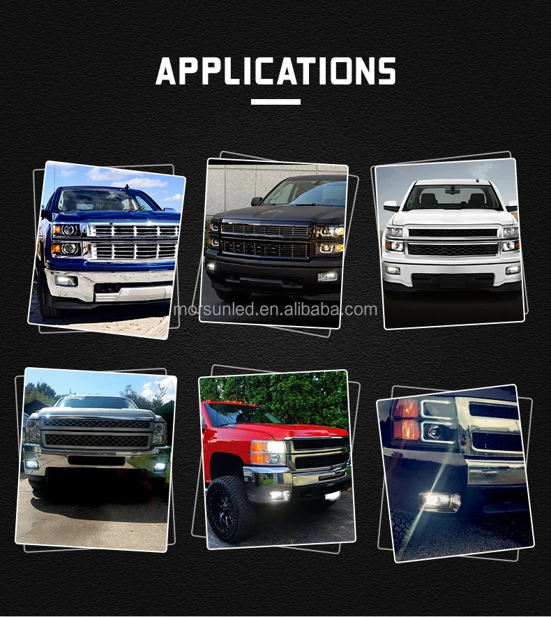 Led fog lights for Chevy Silverado 2008-2014 Avalanche 2007-2011 Suburban 2007-2014 Tahoe 2007-2014 GMC 07-15 Sierra Yukon
