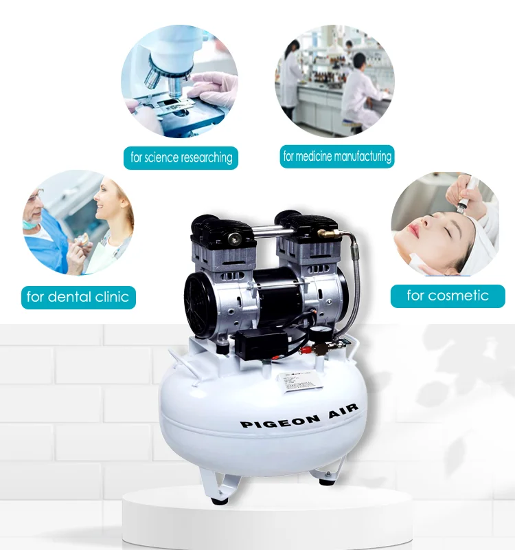 dental equipment 45L 55dB oil free silent air compressor for dental