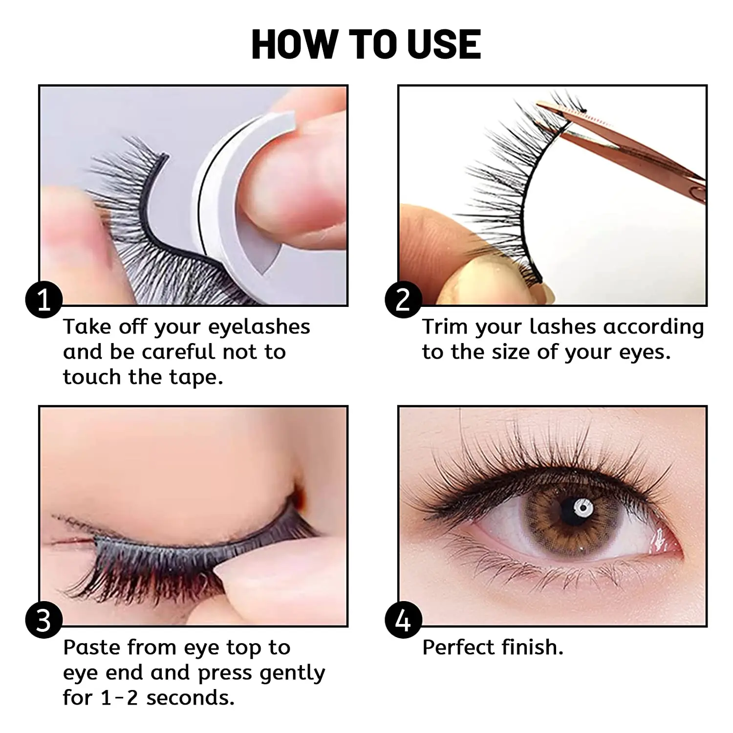 Reusable Self-Adhesive Eyelashes Without Glue, Glue Free Self Adhesive False Lashes Self Stick Fake Eye Lashes