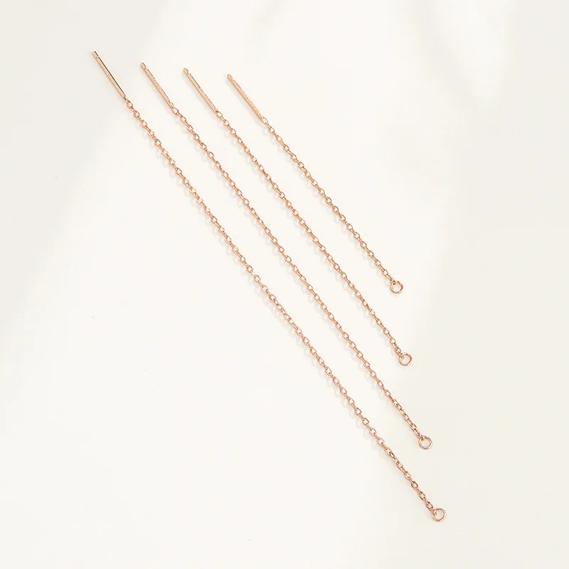 925 Sterling Silver Dangle Earring Wire Charms 10cm Length Rose Gold Ear Chains With Loop DIY Women Jewelry Making