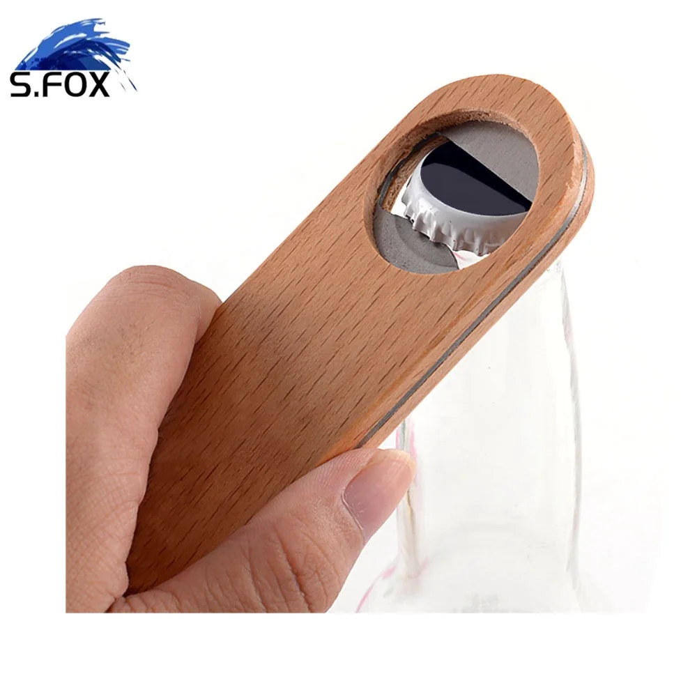 Wholesale Factory Supply Custom LOGO Blank Type Wood Cover Beer Bottle Opener