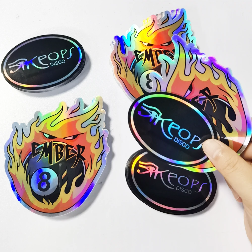 Custom Die Cut Holo Phone Back Demon Slayer Scrapbook Marvel Bad Bunny Thank You Label Sticker For Small Business