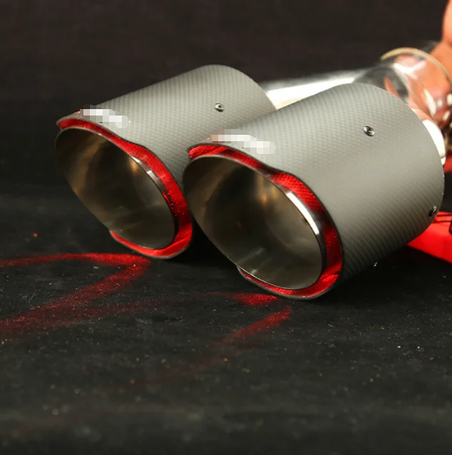 Универсальный двухсторонний выхлопной глушитель из титанового углеродного волокна со светодиодной