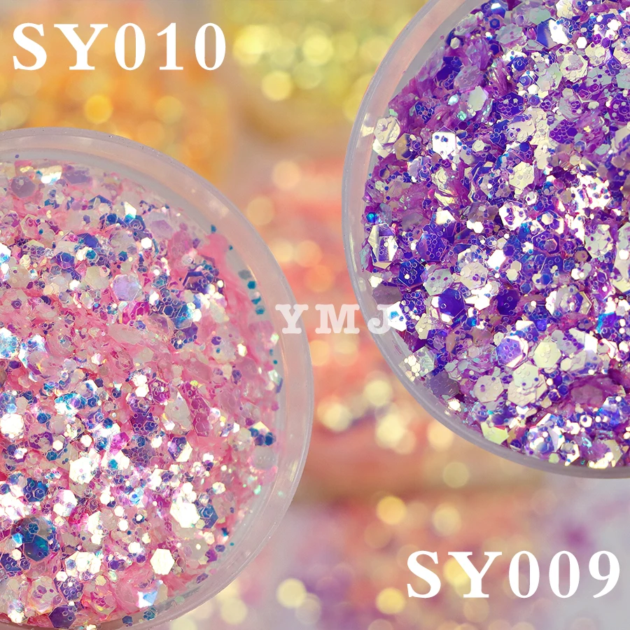 Wholesale Big Size 18Mm 3Mm Sequin Glitter Bulk Mix Shaped Chunky Glitter Powder For Craft And Wall Paint