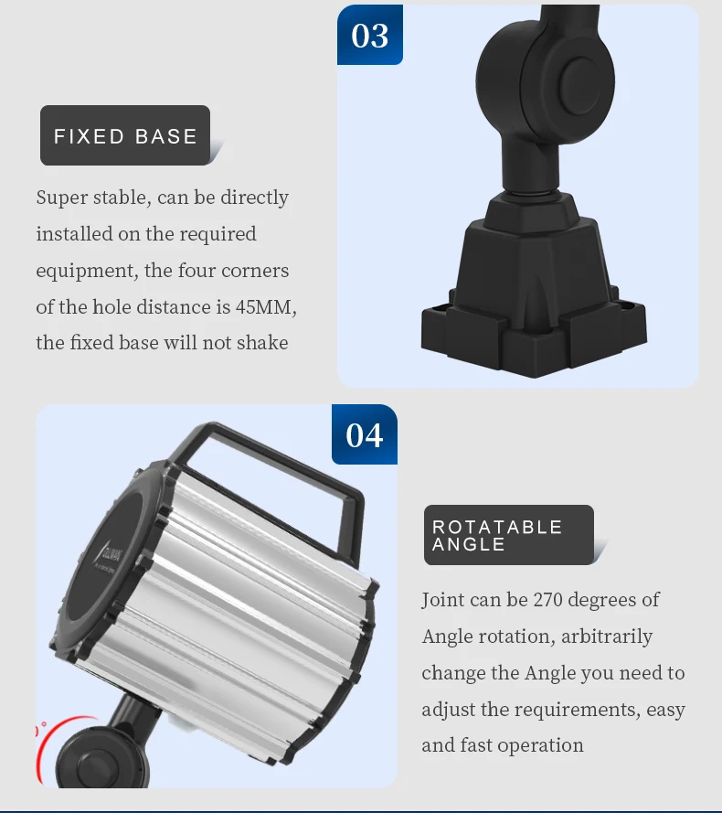 High Quality Machine Working Lamp Aluminum Explosion-proof Sparking Light Waterproof Led Flexible Long Arm Milling Work Light