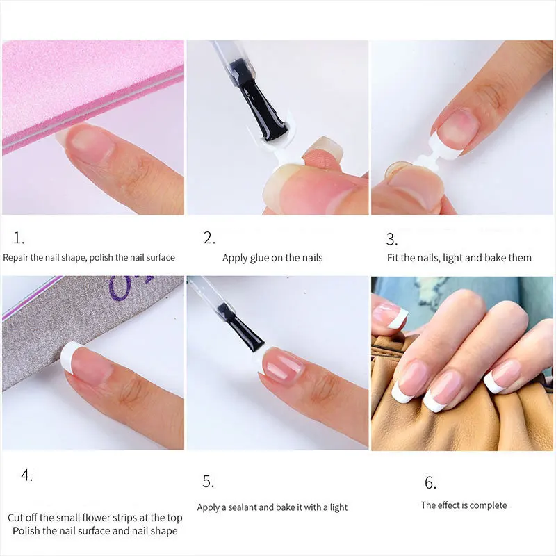 New extension nail piece Plum French false nail 100 crescent French edge art nail