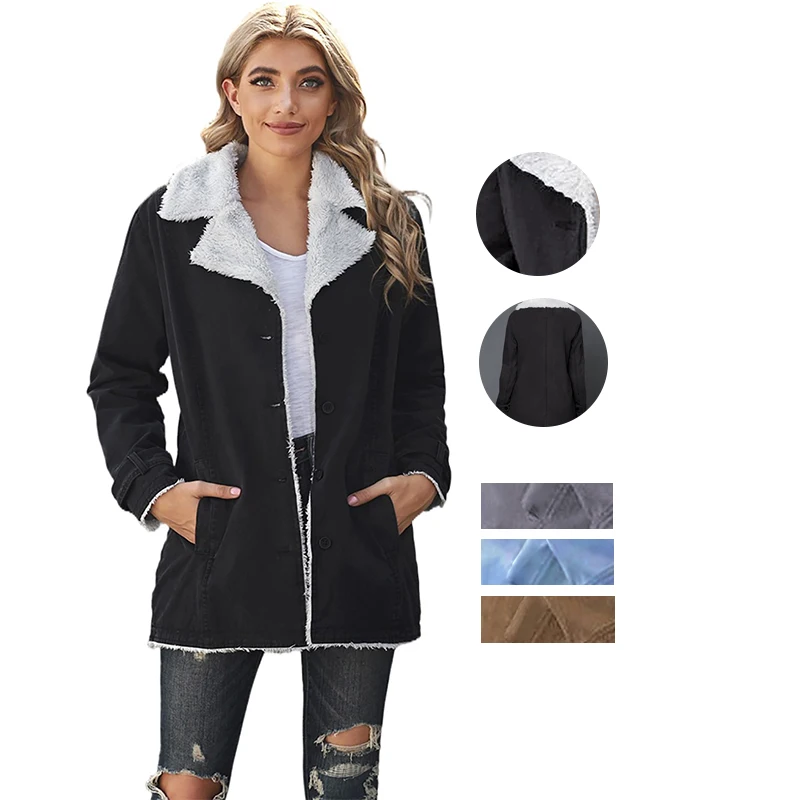 2020 Autumn Winter High Quality Jacket Lapel Collar All Denim Wool Warm Winter Coat