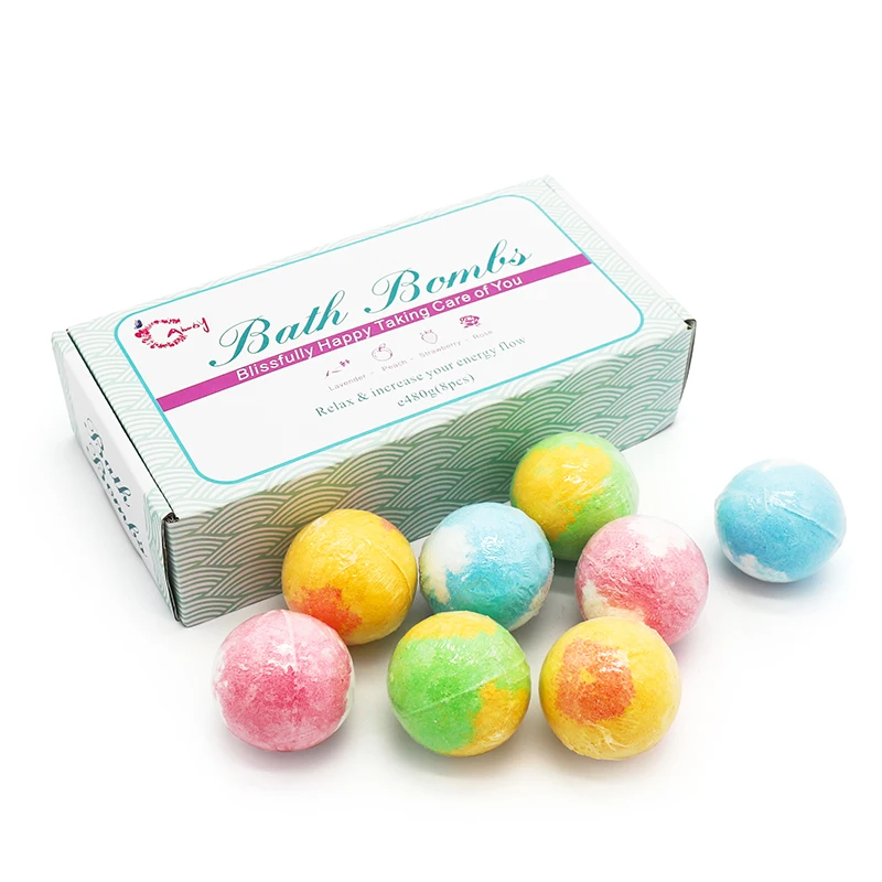 Private Label Bath Bombs Kit With Ring Toys Heart Rainbow Christmas 100% Handmade Crystal Bubble Bath Bomb