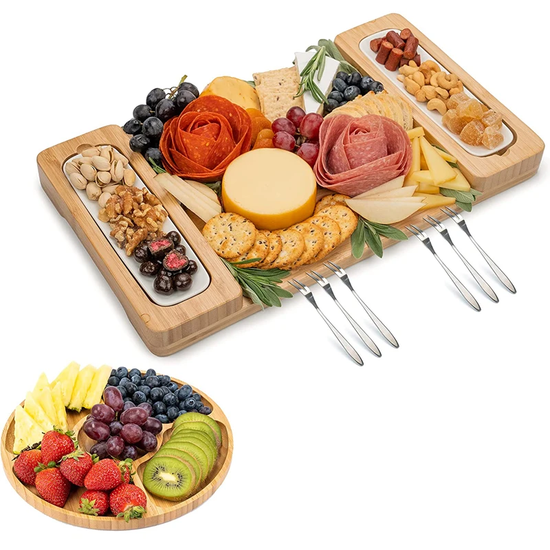 Бамбуковая сырная доска и набор ножей для крекеров мясная винная закуска Сырная Тарелка