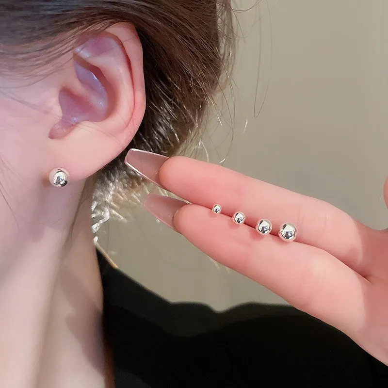 korean tiny hypoallergenic studs earrings cz dainty mini small 925 sterling silver needle glitter ball stud earrings for girls
