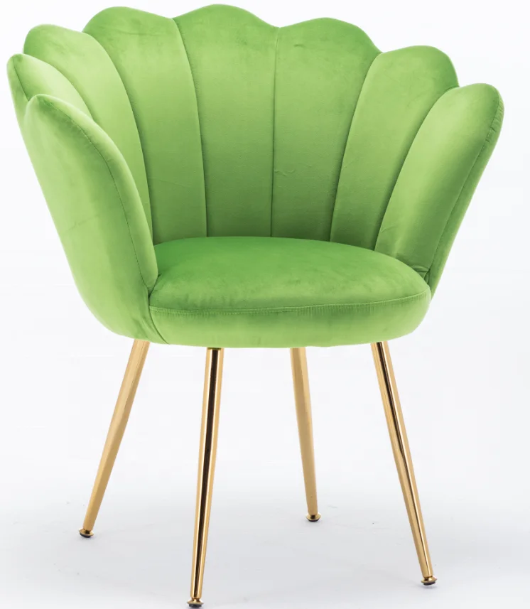 Lotus flower shape Green golden leisure chair