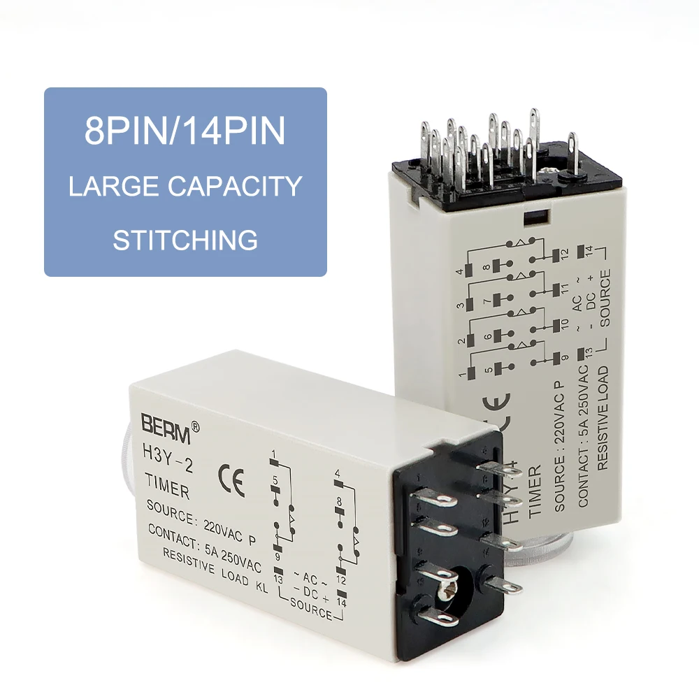 With base H3Y-2 DC24V DC12V AC220V energized time delay relay H3Y-4 small time relay