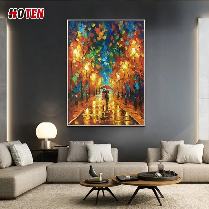 abstract red tree scenery and couple oil painting pure hand painted wall art home decor picture large framed oil painting