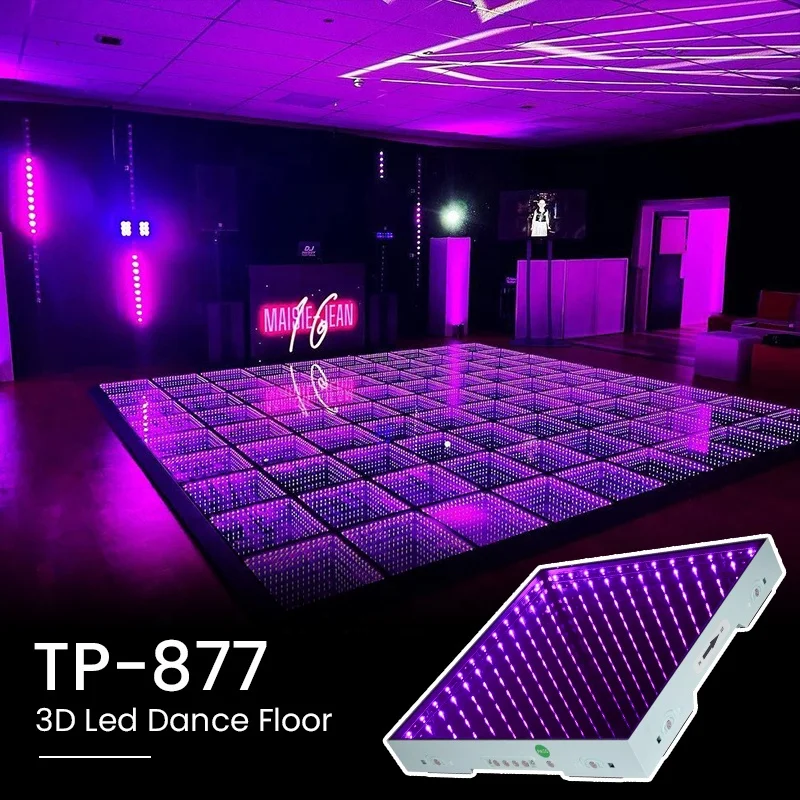 Disco rgb portable panels illuminated light up floor wedding infinity 3D white mirror display magnetic led dance floor